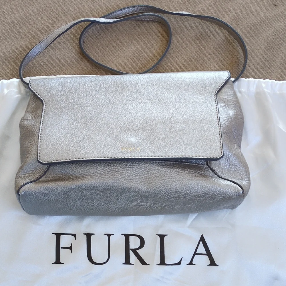 NWOT Furla Metallic Silver Crossbody Bag